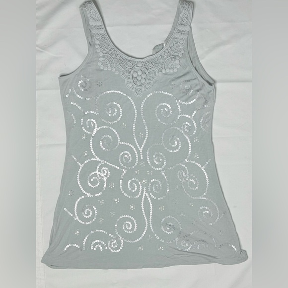 Kenar Womens Light  Blue  Sleeveless Sequins Camisole Tank Top  Sz Medium - Picture 1 of 6